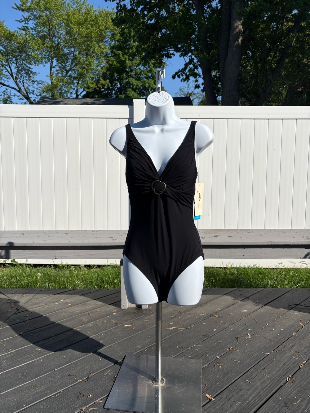 Sleek Black One-Piece Swimsuit with Front Twist